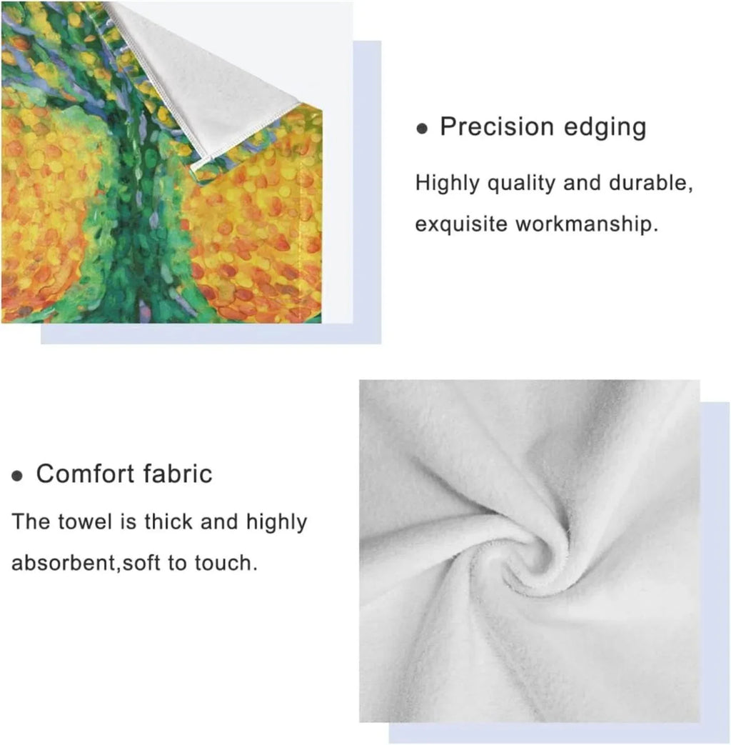 Bath Pack Quick 1 Bath Super Towel Washcloth) for Life Towel, Soft SKYSONIC Towel Set Bathroom, Cotton for Towel, Hand 1 Abstract Tree Towels (1 Dry and 3