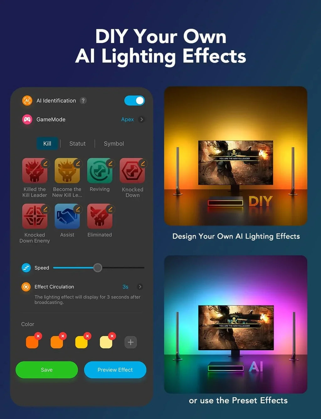 1 Kit, Light, for Out Light with LED 3 Sync inch Alexa, Box, Light Back Bars Govee AI CEC, Box In Assistant, HDMI2.0 Monitors, Gaming HDMI Monitor Works RGBIC 4K 27-34 and Strip with And Gaming