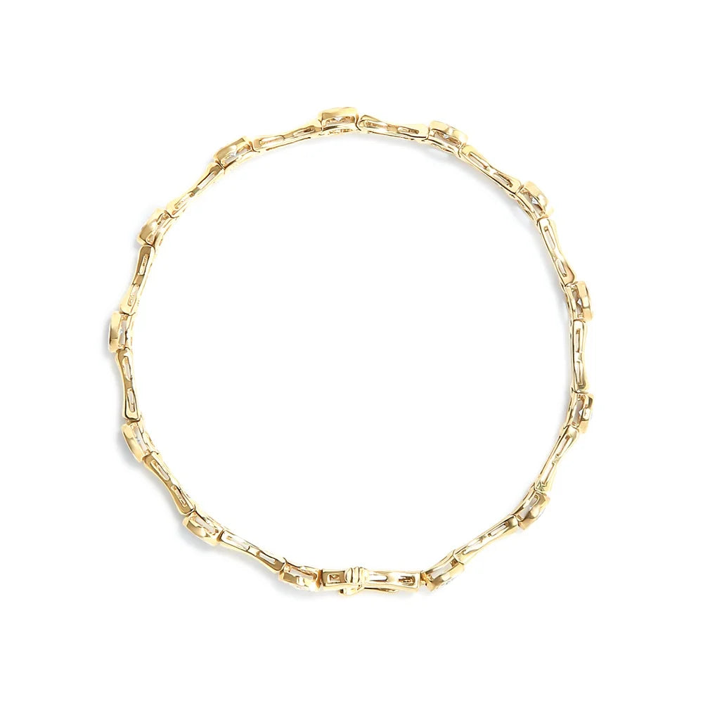Set Round design cut Station Womens Brilliance Cttw Box - dimension Miracle Yellow Gold Haus Clasp Sterling .925 Color, 7" Link I3 Bezel 10K Clarity) 1.0 Bracelet Silver Plated of (H-I Diamond