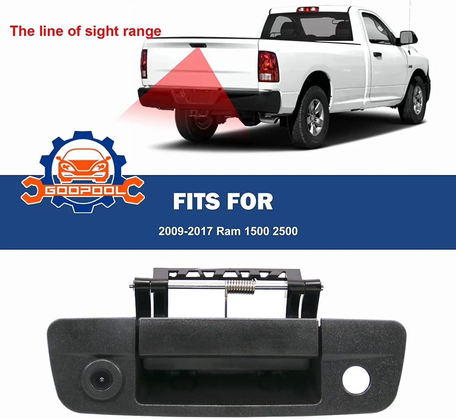 2500 Ram Dodge Backup with Camera 1500 2009-2017 Handle Rear Compatible Tailgate Connector） View 3500（RCA