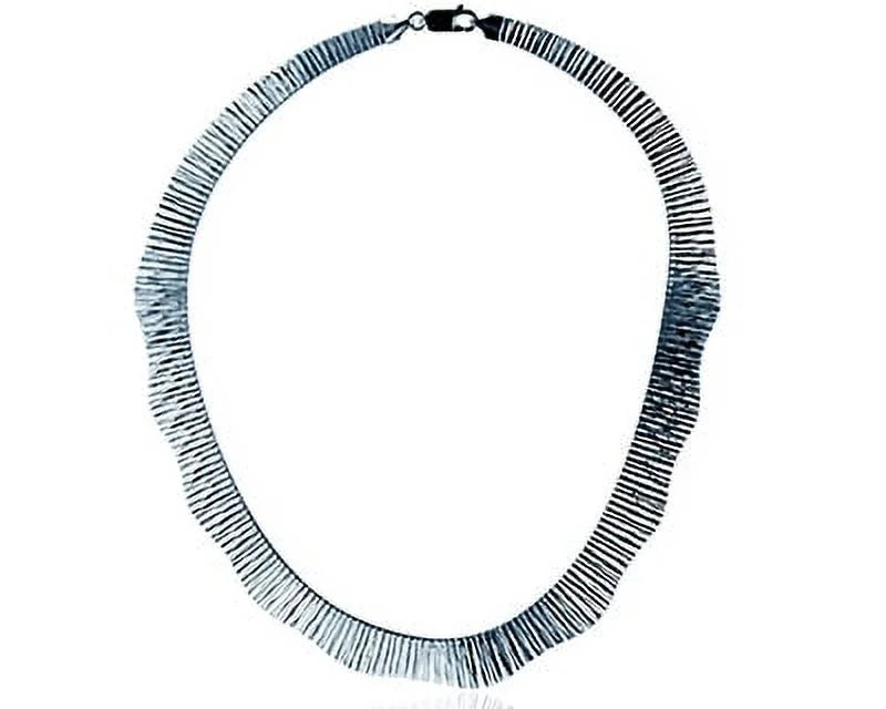 Necklace Rhodium Silver Graduated Wavy 16mm Cleopatra Omega Sterling 16"