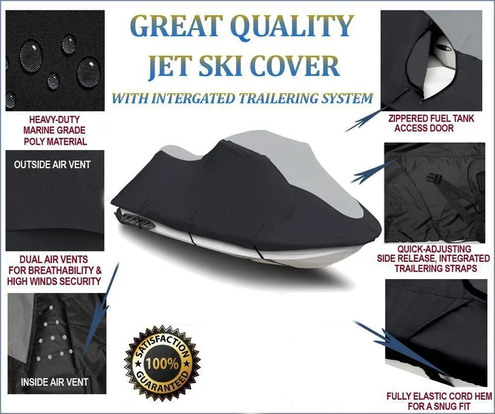 LINE for Cover THE Black/Grey Yamaha VX110 Compatible 2005-2008 Jet OF TOP JETSKI PWC SUPER Ski HEAVY-DUTY Cover