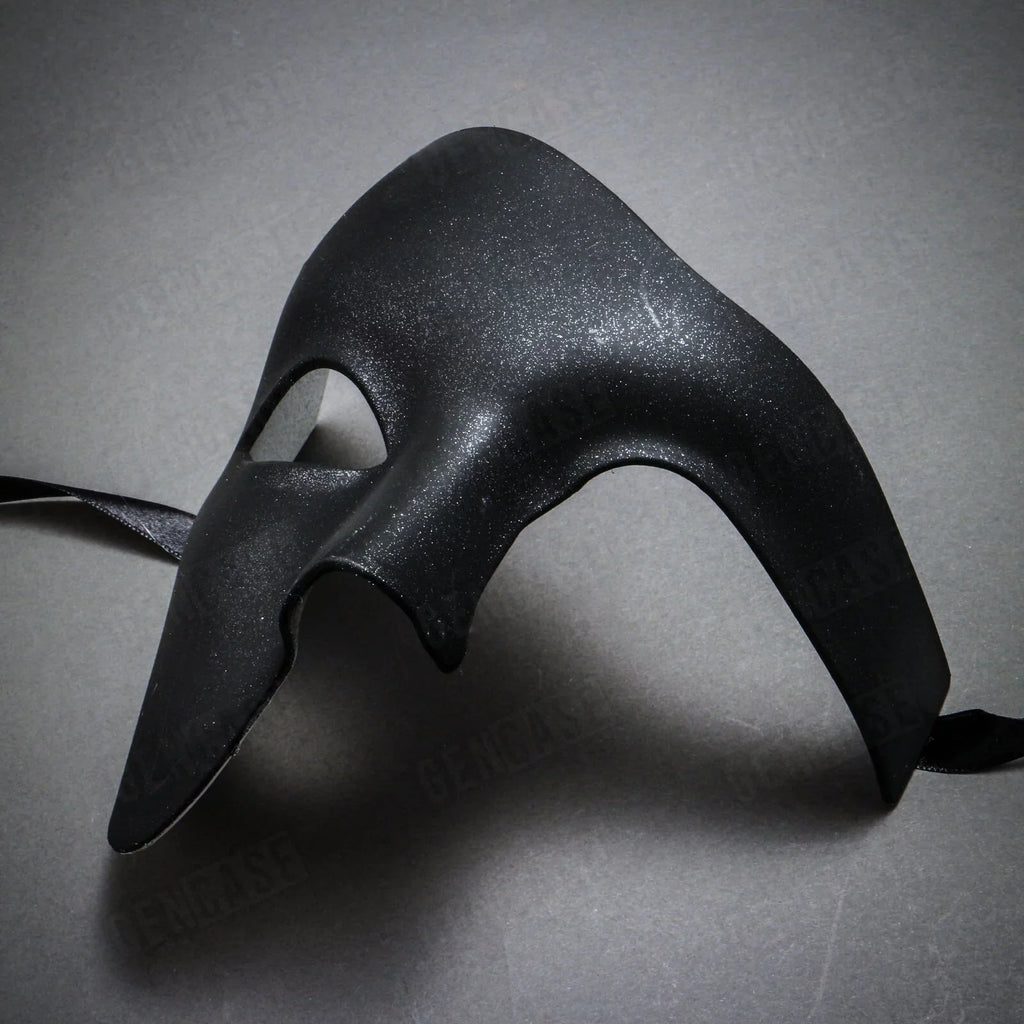 Plain | Half Venetian Halloween Mask Masquerade Face Vintage Phantom Black Costume