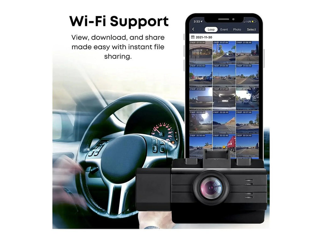 Cabin View, Front Edition Scout View, with Angle Rear GOSP32G Pro View by myGEKOgear - Adesso - 2K Surveillance G-Sensor 3-Channel Cam Wide Dash