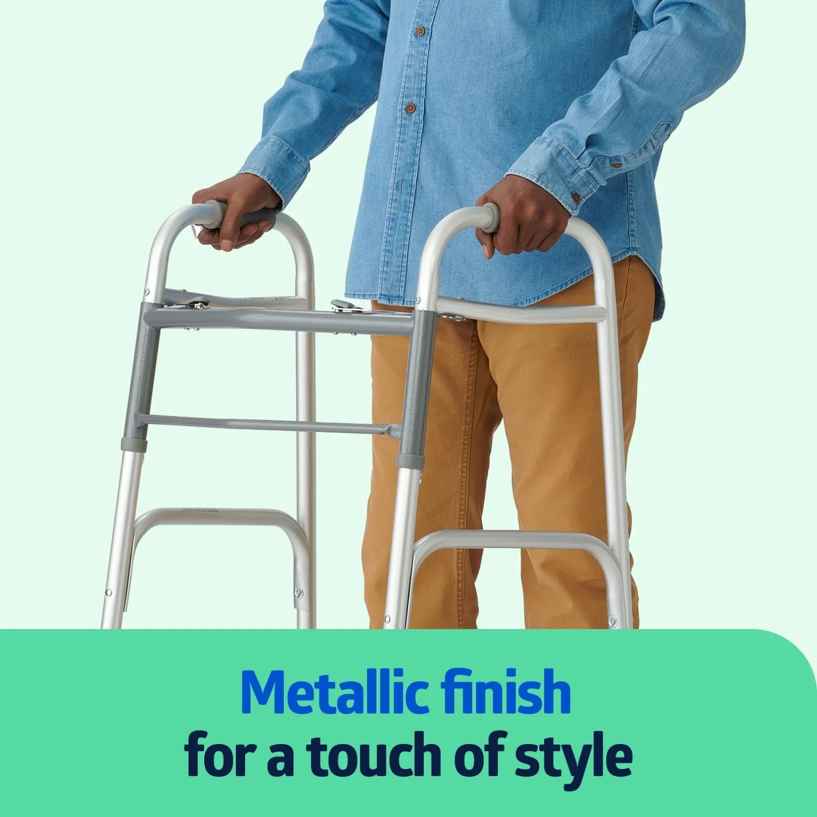 Frame Folding Aluminum 5” Walker lbs. 300 Supports Wheels, up with Medline to Lightweight