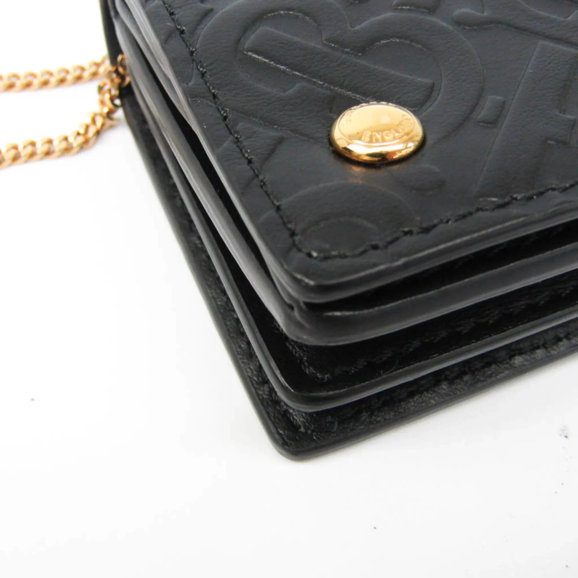 Case Leather Chain Card Case Coin 8011333 (Good) Pre-Owned Burberry Black