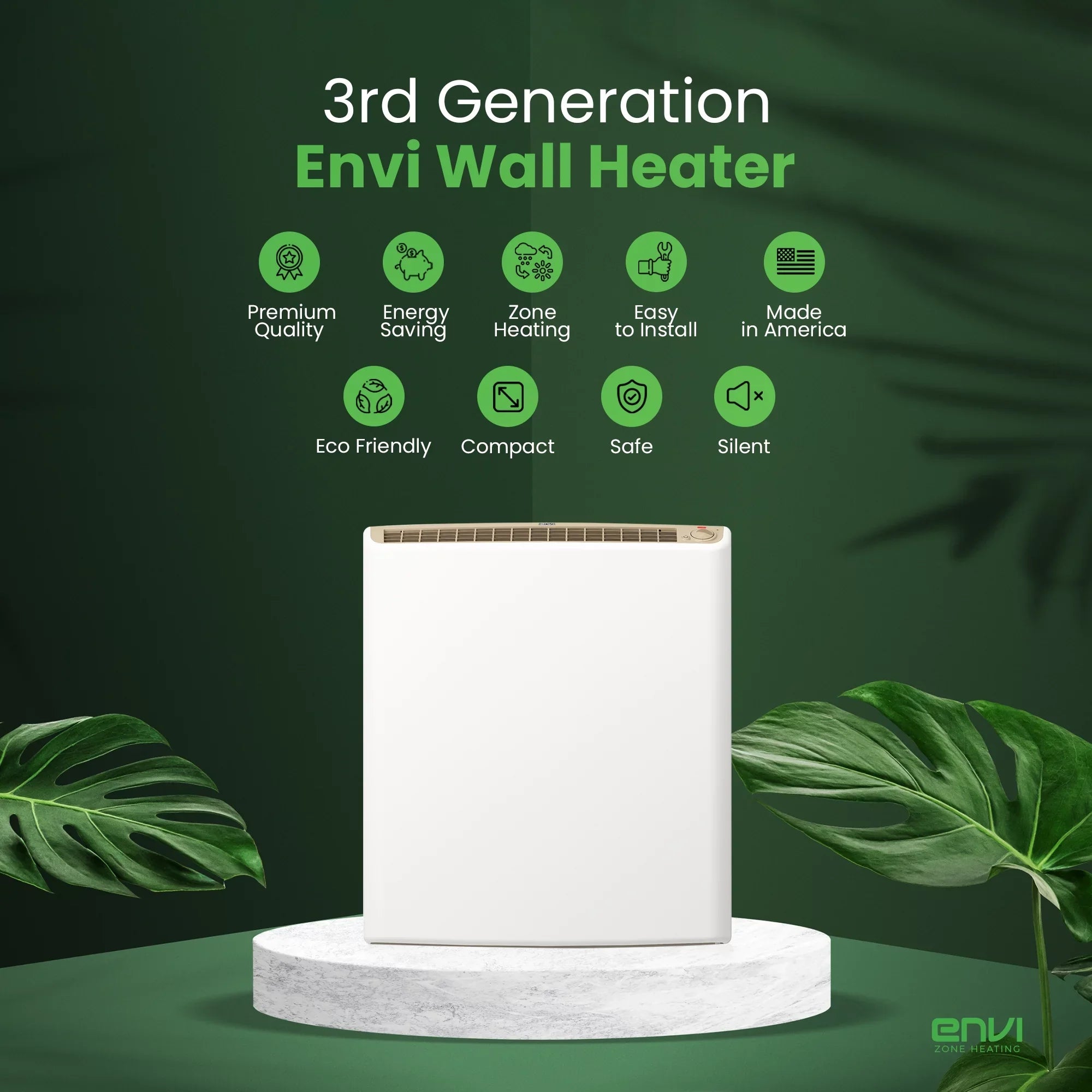 Heater Great Adjustable Efficient, Home, Protection, Quiet, Electric Tip-Over Plug-in Kitchen, Bedrooms, Comfort-Level Safe, Energy Panel Garage, Office, for Thermostat Envi Bathrooms, Child Wall for
