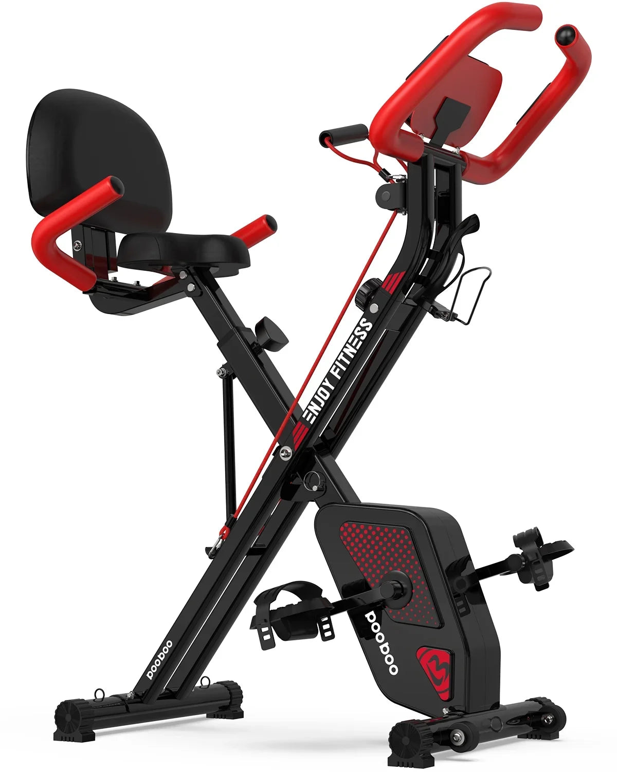 Exercise Quiet Bike Bike Bands Stationary Magnetic 360 Resistance Arm Pooboo lbs Exercise Bike Bikes Workout with Folding Home 3-in-1