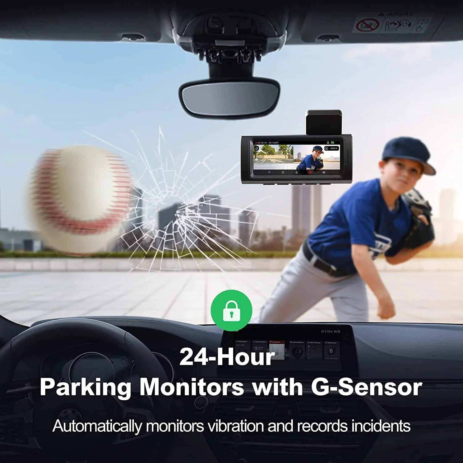 Built-in Record Dash Dash Vision, Dual Dash 2.5K+1080P Super Yeecore G-Sensor, and Portable Dam, Rear, App Magnetic Mount, WiFi Camera GPS, for D32 Mode, Night Front Cam Control, Parking Cars Accident