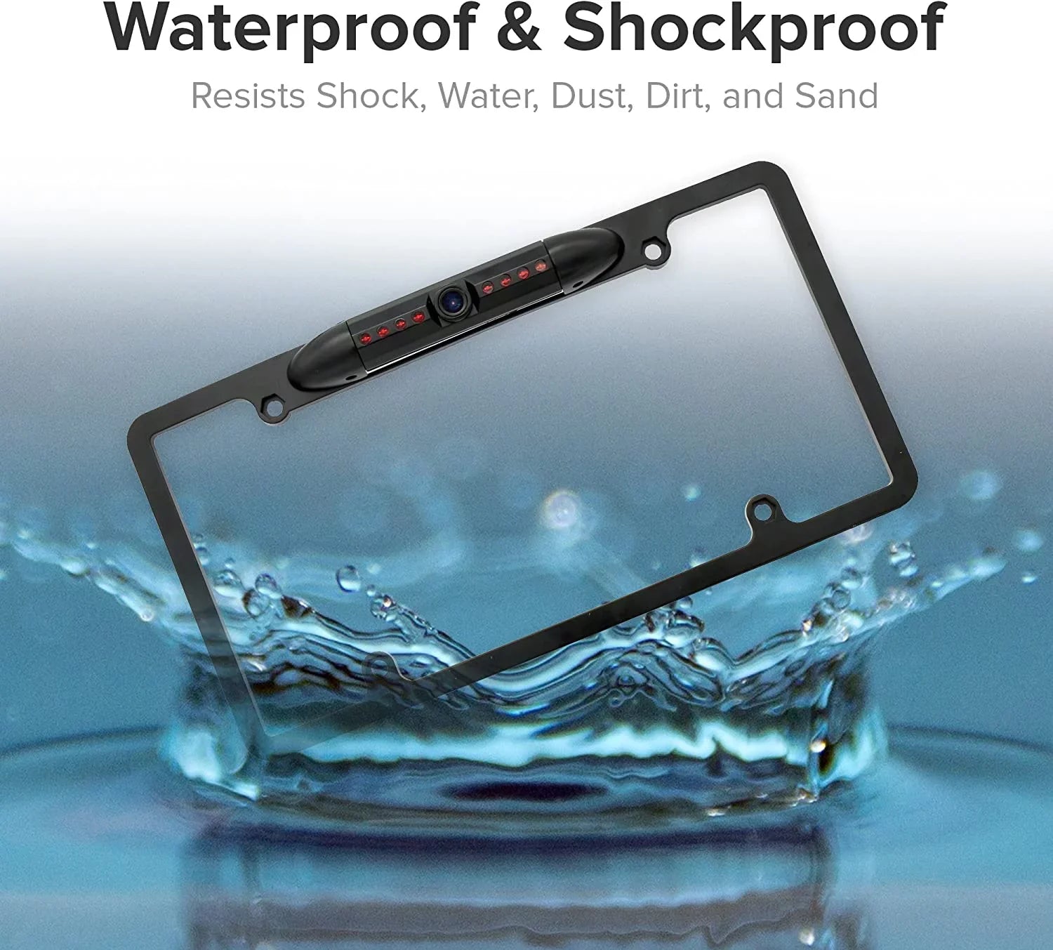 Black Backup Kenwood Waterproof DDX-512 Camera License Rearview Plate for DDX512