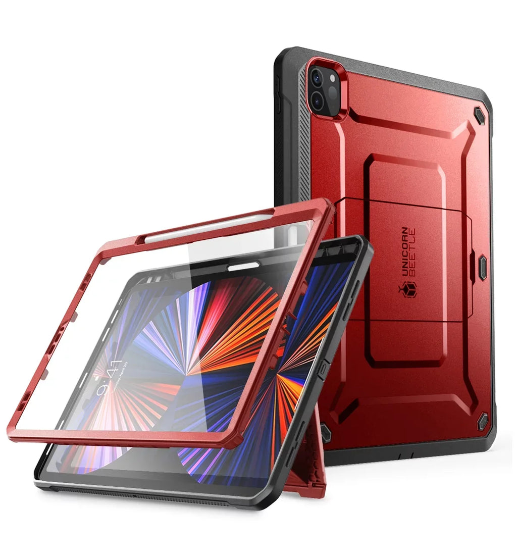 Beetle 12.9 Kickstand Pencil (2021 with SUPCASE Rugged Inch Full-Body (Ruddy) Built-in Support Unicorn Protector iPad Screen 2020), / Charging Case for Series Protective Pro Case Pro