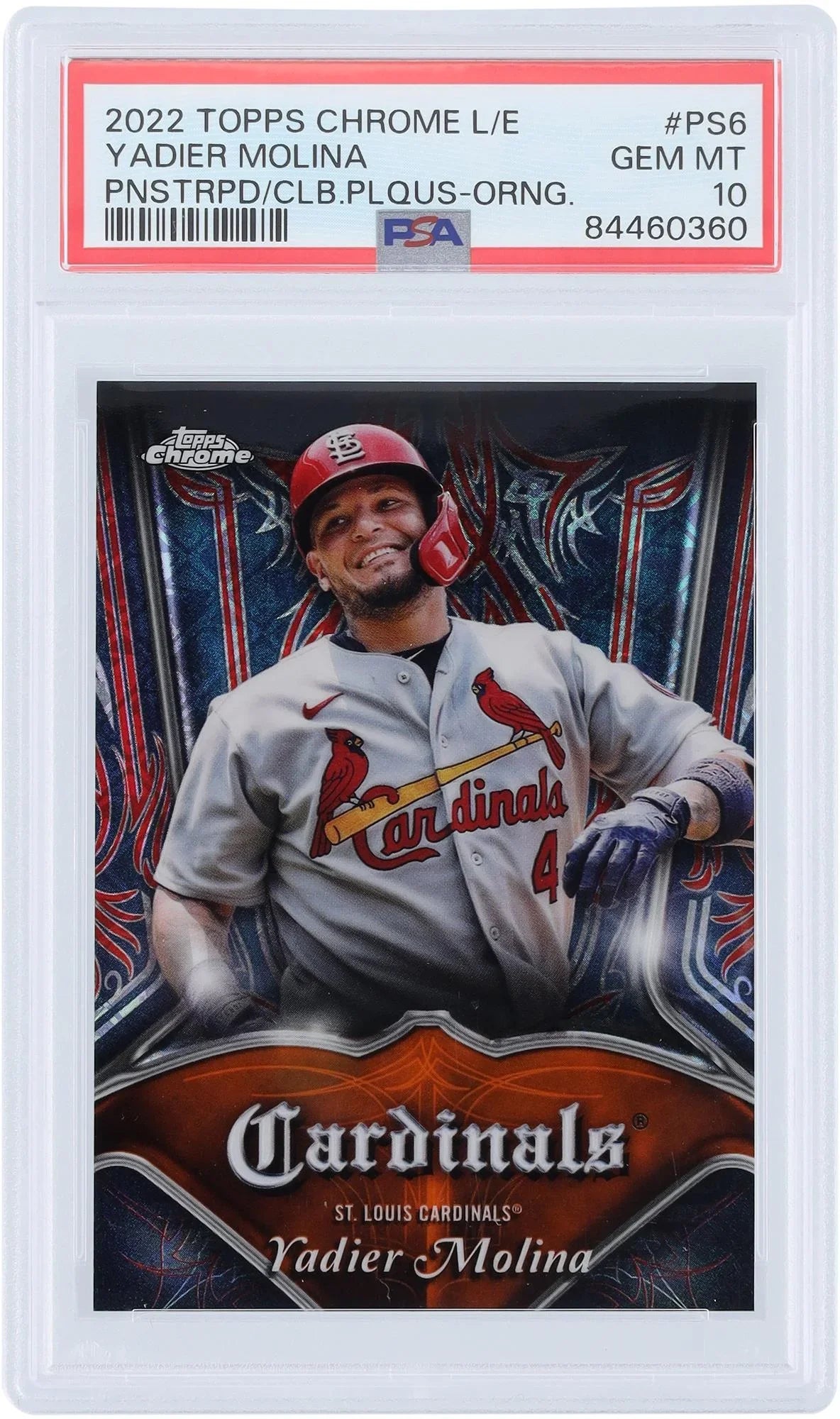 #PS-6 St. Orange Authenticated 10 #/25 Yadier Cardinals Chrome Topps 2022 PSA Card Molina Louis