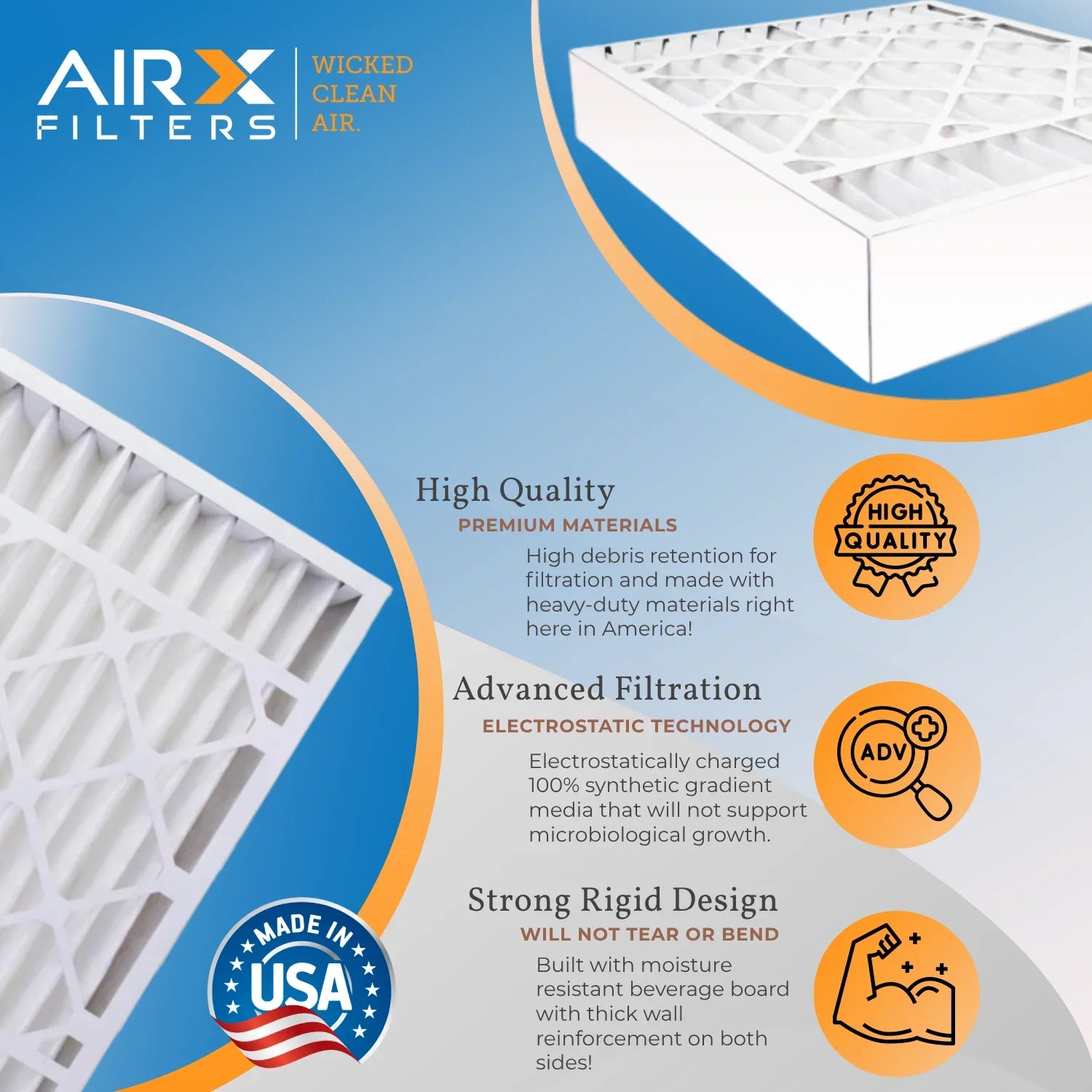 M8-1056 Filter AIRX Single & with 1 20x25x5 Premium FPR Made by Filter 1000, / 1200 MPR Goodman WICKED Amana Furnace CLEAN FILTERS Comparable AIR. MPR Compatible to Filter USA MERV 20x25x5 11 7 Air