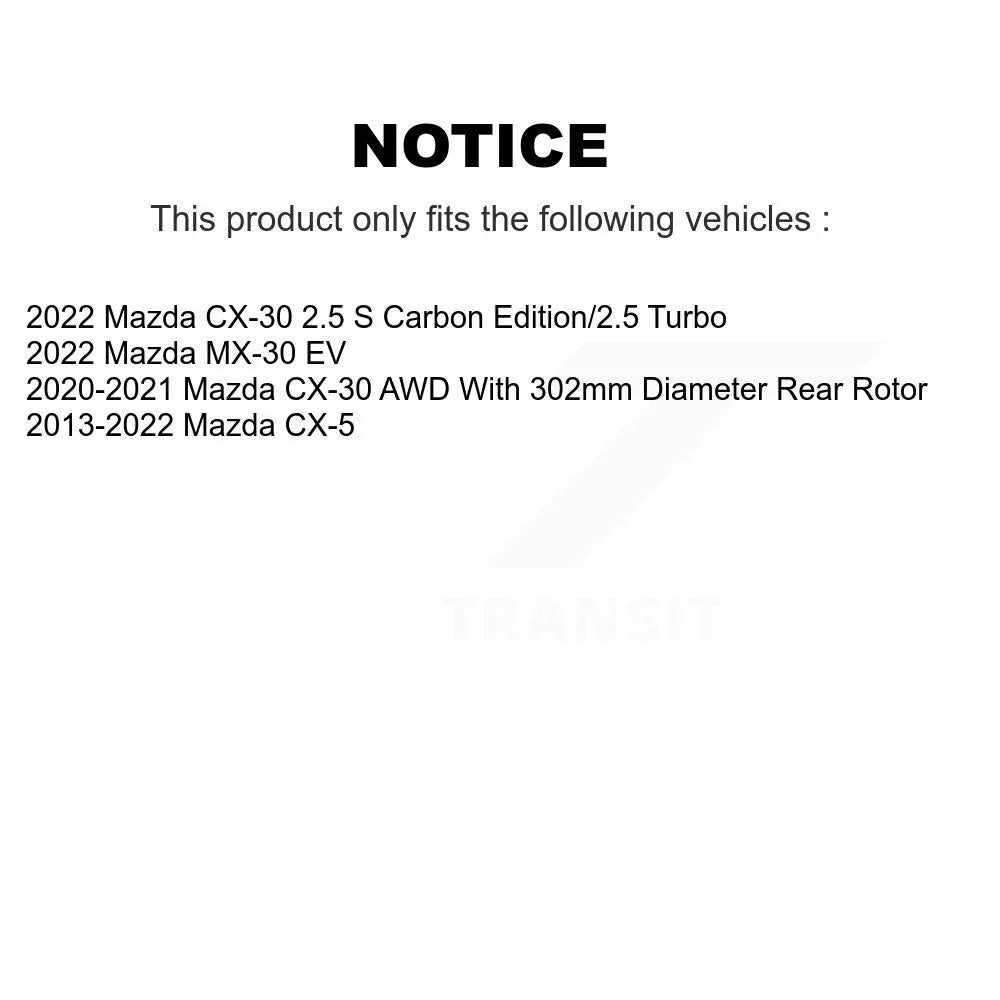 MX-30 Rear Mazda Slotted CX-30 Disc Rotors For KD-100187 Pair Drilled Coated Brake EV CX-5