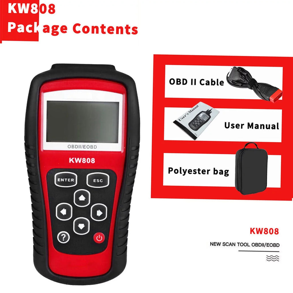 and Code Moobody Scanner Detection Reader Car OBDII/EOBD for Auto KW808, Automotive Scanner