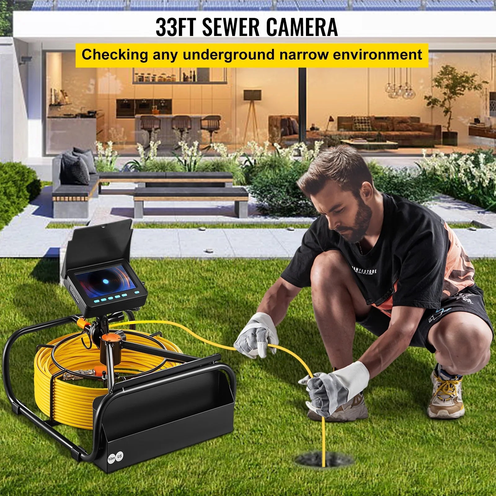 32.8FT Camera IP68 DVR Waterproof 6PCS TFT Cable with Camera 4.3 Duct LCD SKYSHALO Monitor 10M Pipeline Screen Function Lithium Sewer in. Camera Inspection 8500MAH Inspection Camera Battery, Pipe LEDs