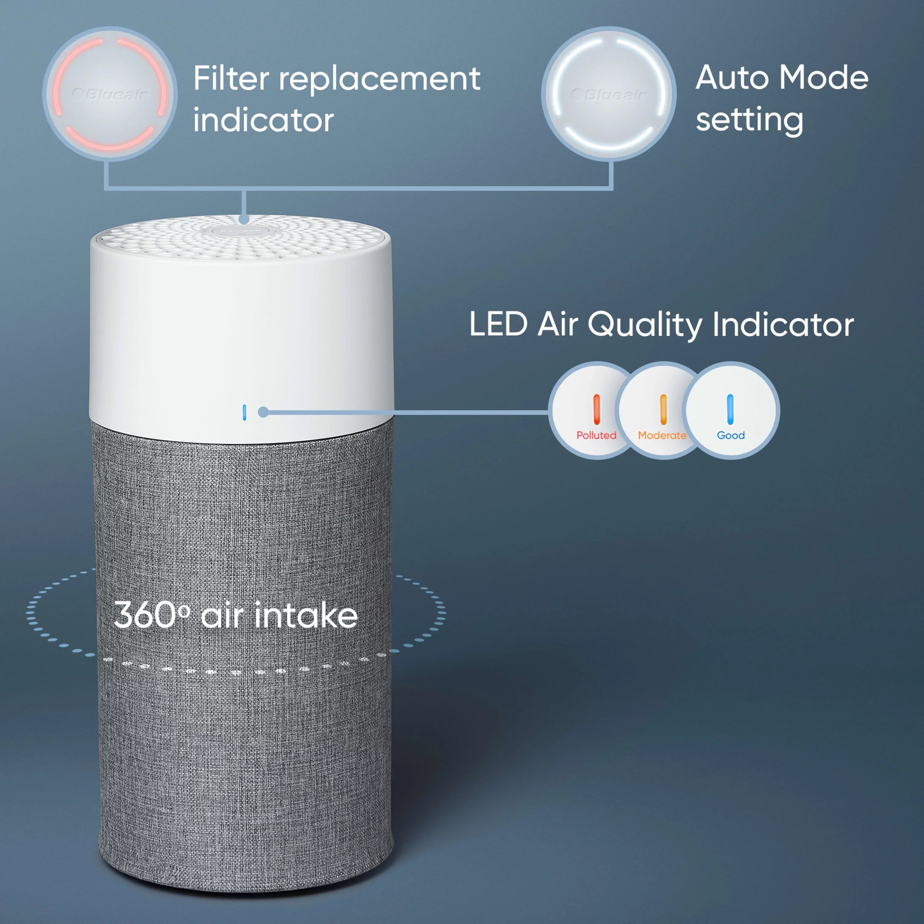 Room Air Smoke, Bacteria Purifier and with Dander, Blue Washable for HEPA Pure Allergies, Pollen, Viruses Dust, Blueair and Pre-Filter with Mode Pet 411 Silent Auto Small Technology Auto