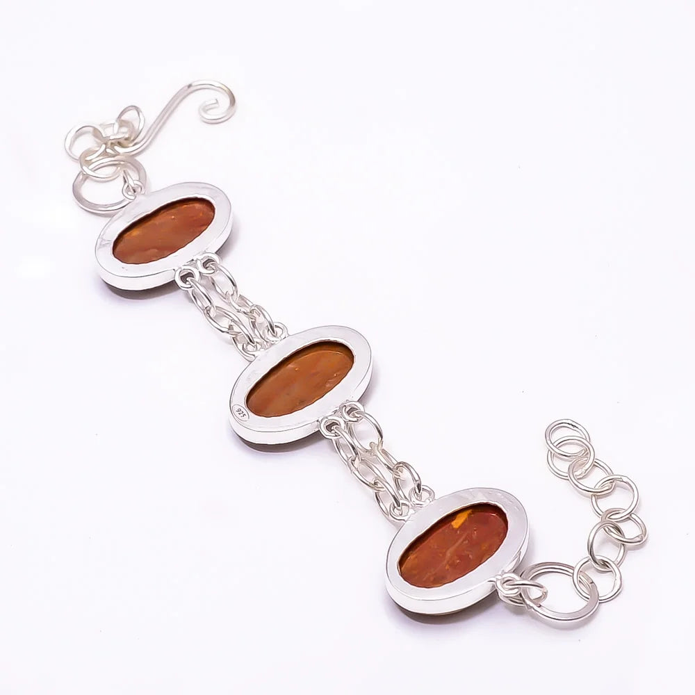 And And Adjustable Red Plated Red Bracelet Red Yellow And Yellow 7.99", Jasper Jasper Yellow Silver B_9205_388_49 Bracelet -Indonesia 925