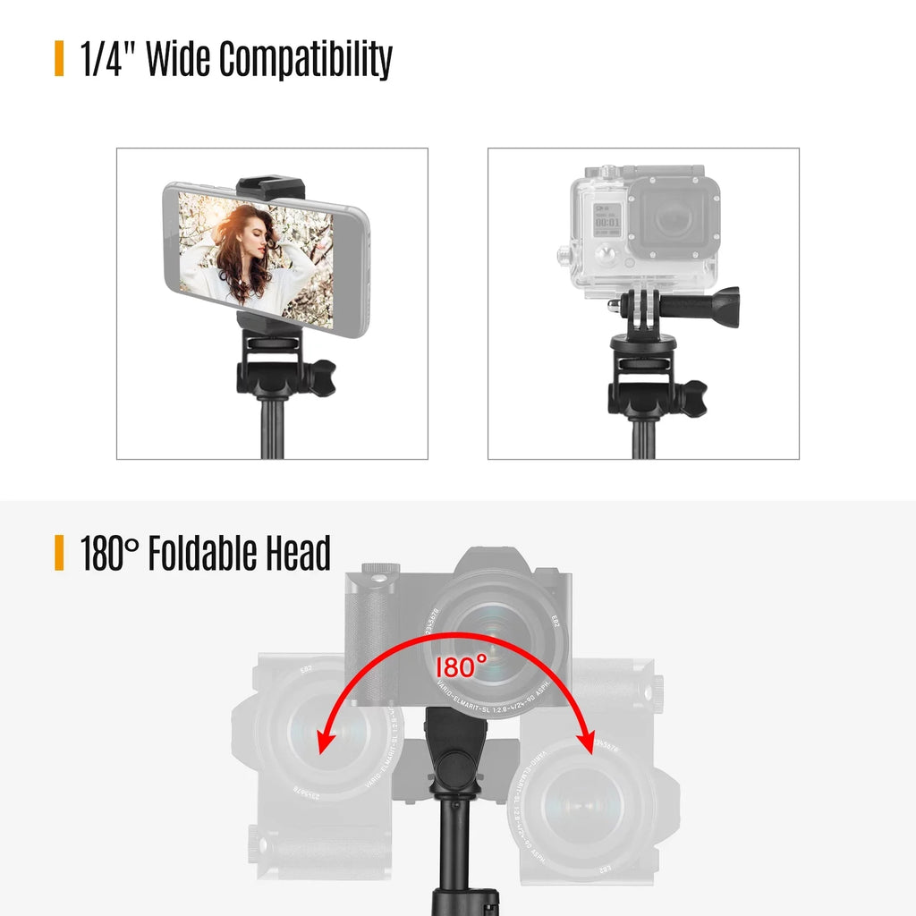 Mirrorless Andoer Selfie Supports Includes and Phone Action 3KG, Stick for to 2-in-1 Camera and Phone Holder, Cameras, up Tripod 168cm/66in Remote Cameras - and Shutter Action Smartphones, Bracket,