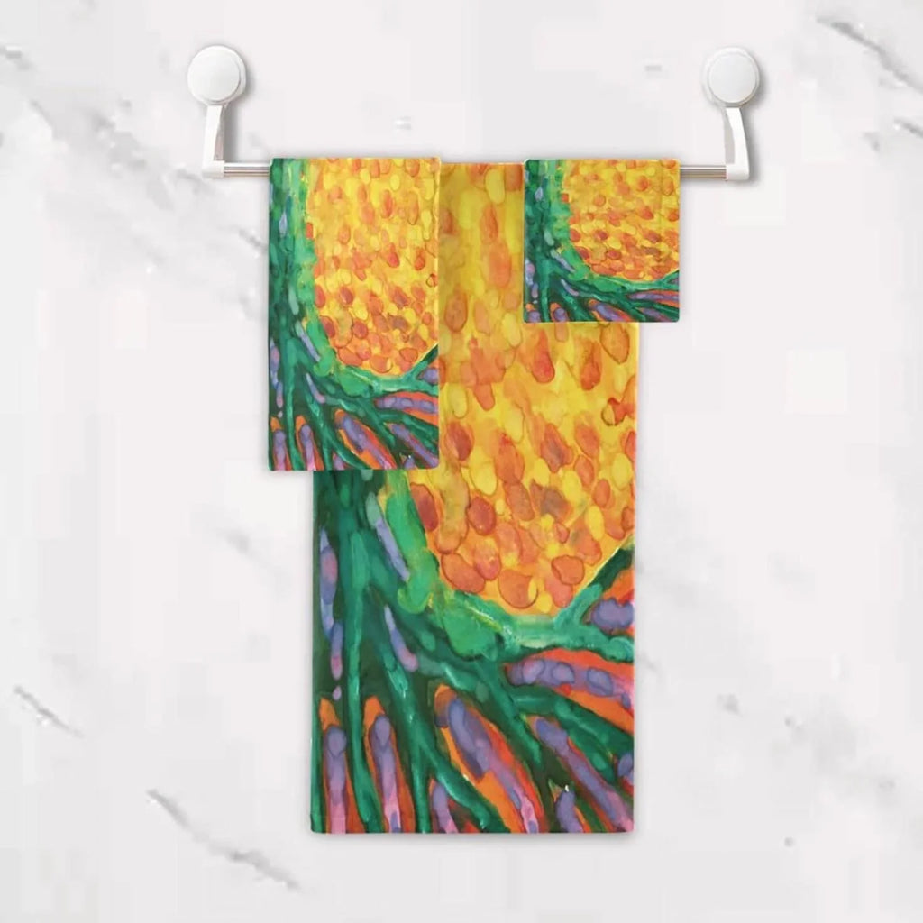 Bath Pack Quick 1 Bath Super Towel Washcloth) for Life Towel, Soft SKYSONIC Towel Set Bathroom, Cotton for Towel, Hand 1 Abstract Tree Towels (1 Dry and 3