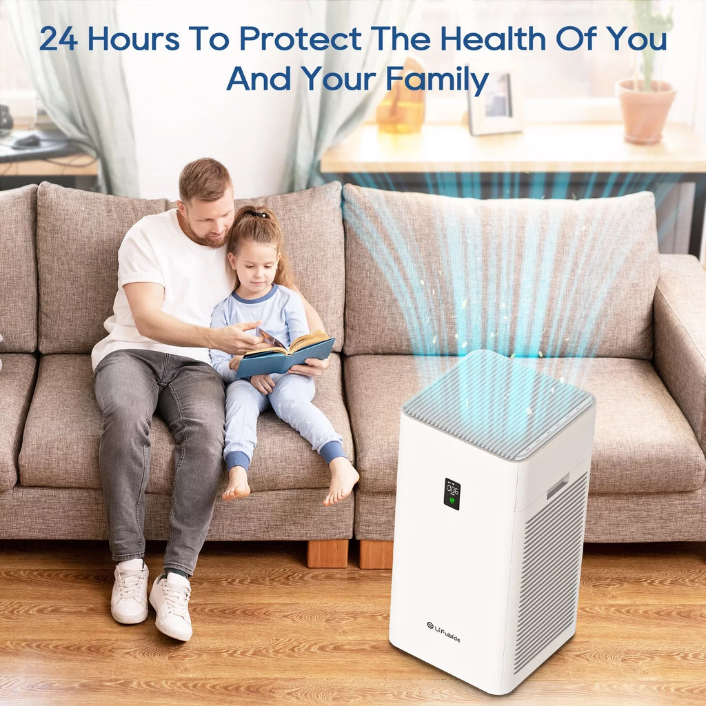 Removal 99.99% HEPA,4555 Air 0.01 For Lifubide True Coverage,24dB Room H13 Of Microns Dander、Smoke、Odor、Dust， Purifier, Pet Purifier Low Sq.Ft PM2.5 Air Particles, Smart Noise Bedroom, Monitor, Large