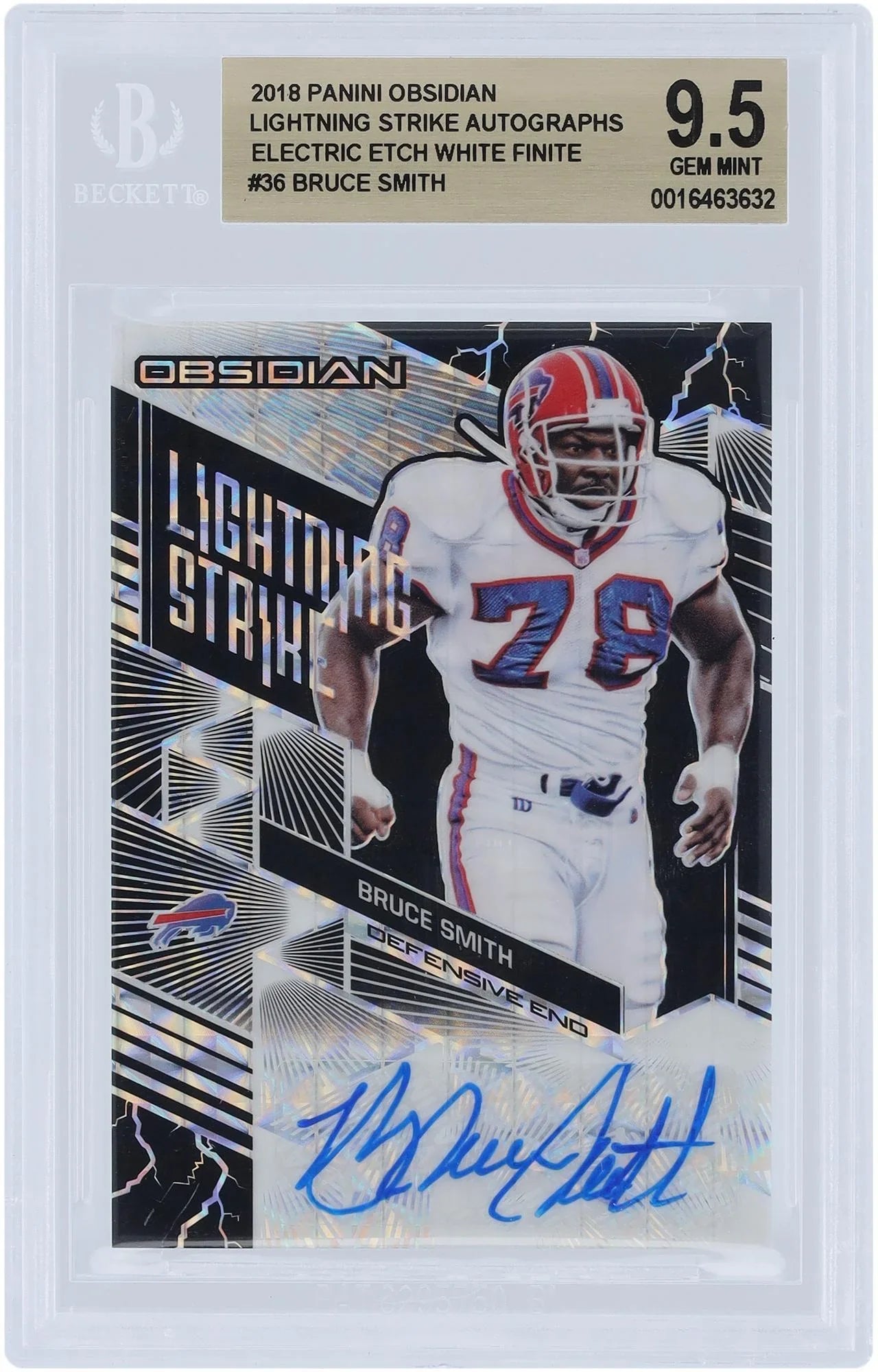 #1/1 Smith Certified Obsidian Autographed - Bruce Panini Finite Buffalo Card 2018 BGS Bills Authenticated #LS-36 Fanatics Authentic 9.5 White