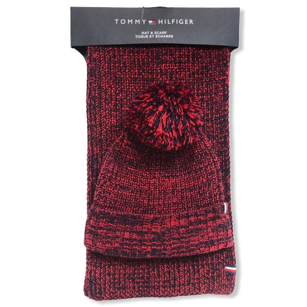 Navy Set and Scarf Red Hat Logo Hilfiger Tommy and