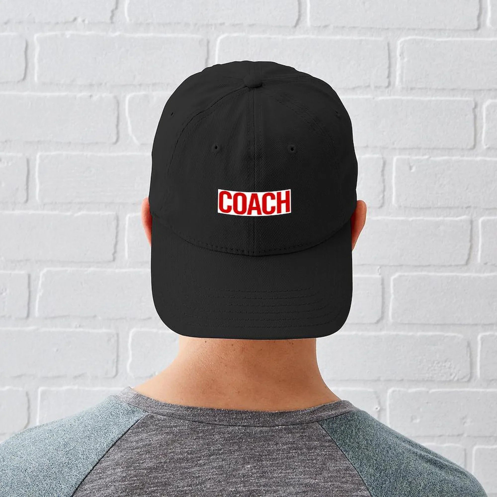 Printed Black CafePress Black Adjustable (Red) Cap - Hat Cotton Canvas Coach Baseball -