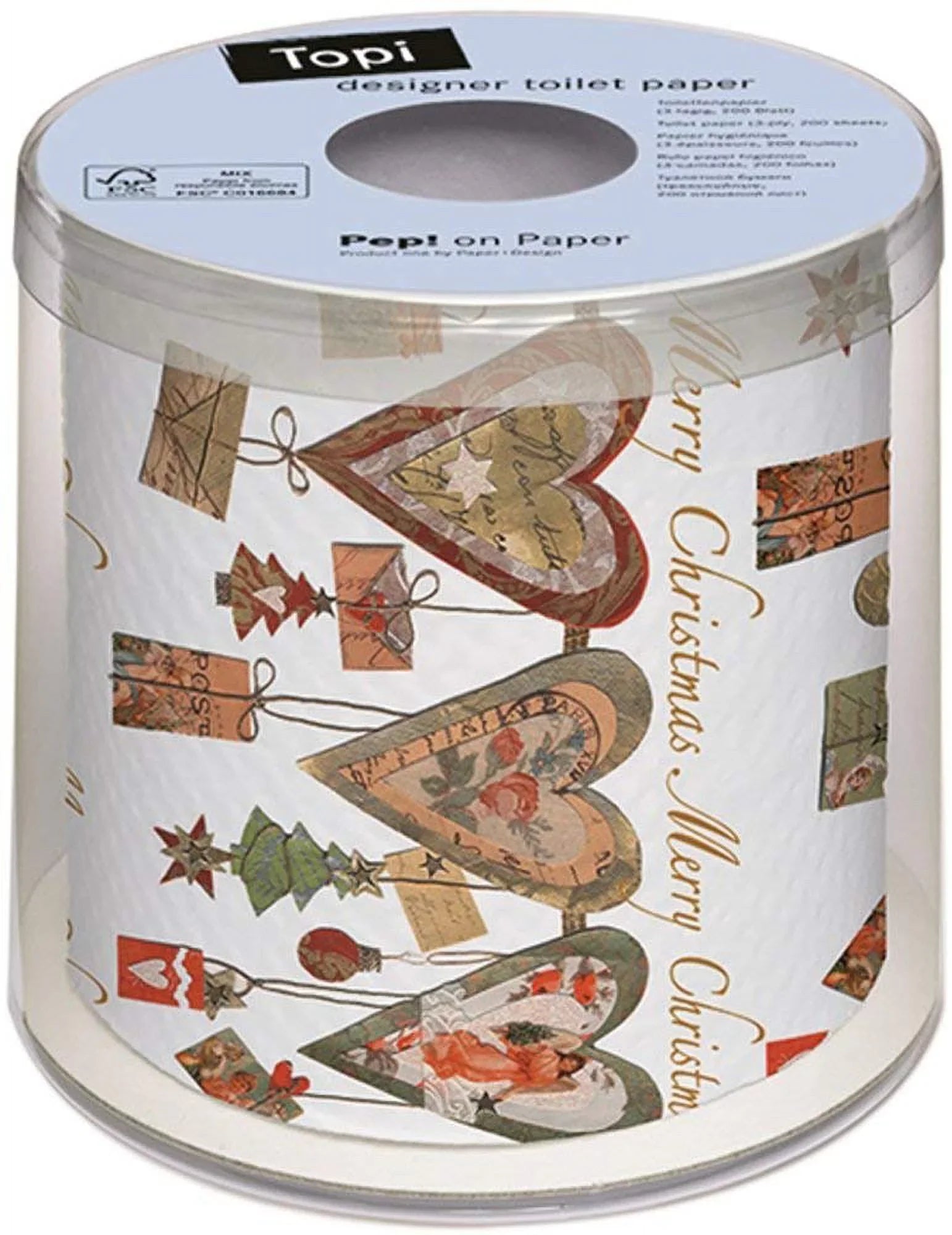'- Paper - Design Roll topi 1Pack Hearts Toilet Christmas