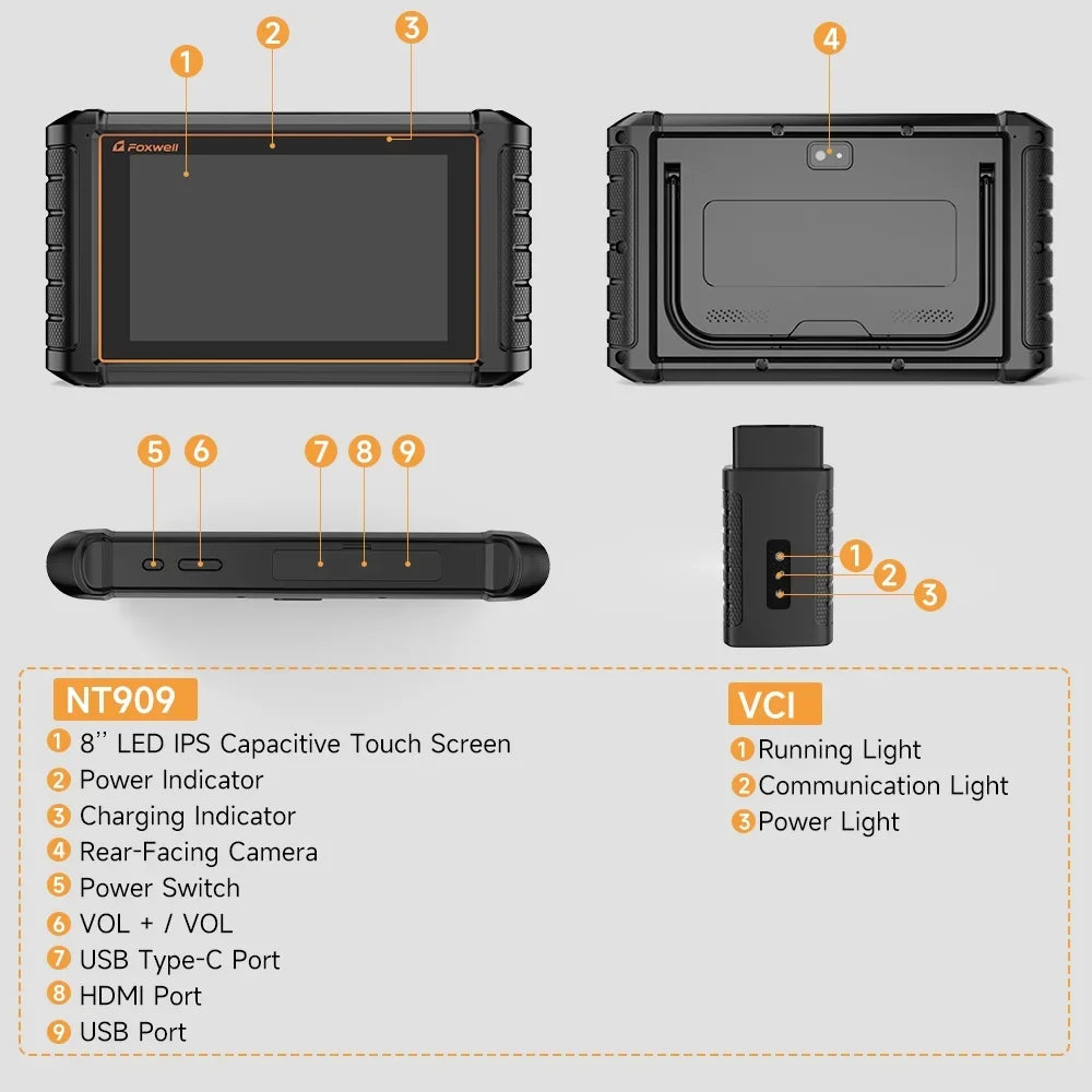 NT909 Control Tool FOXWELL ECU Scan OBD2 Bidirectional TPMS Code Key Scanner Diagnostic Scanner Coding Programmer Reader