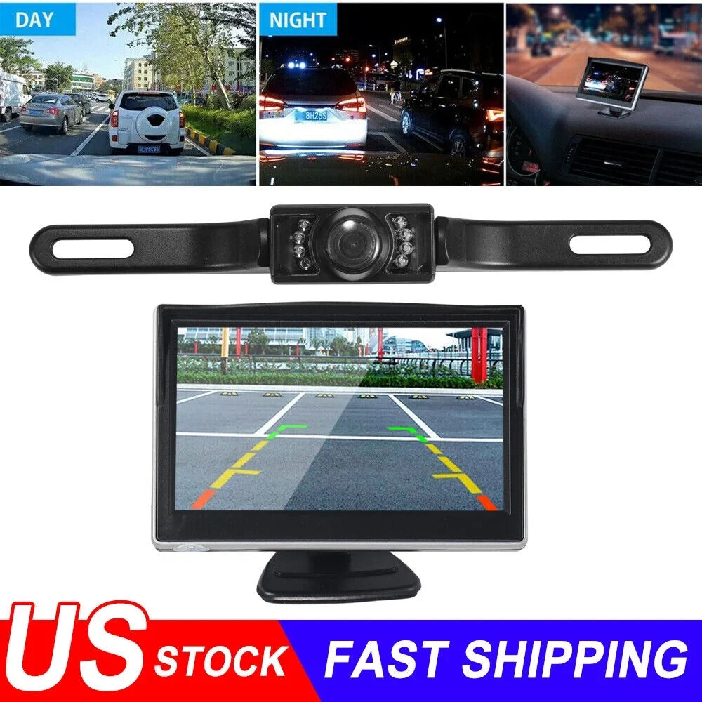 View Wireless HD Monitor Kit 5" KingFurt Camera Backup Car Night Rear Vision Waterproof