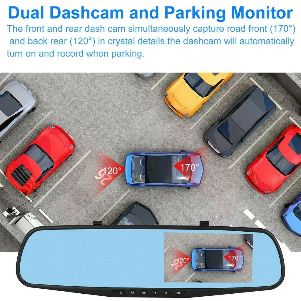 Lens 4.3" Pack for Night Monitor, 1080P Angle Detection,G-sensor Trucks,170°Wide Cars Car Front Car DVR Camera Cam Cam Vision,Parking 1 Monitor,Motion Dual Dash Rear Rearview Mirror