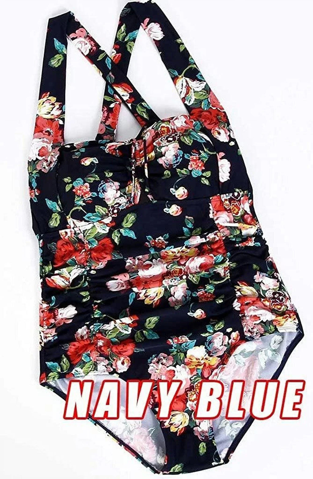 Control Ruched Vintage QZUnique Plus dimension One Swimwear Bathing Tummy Women's Swimsuit Piece Halter Suit Monokini