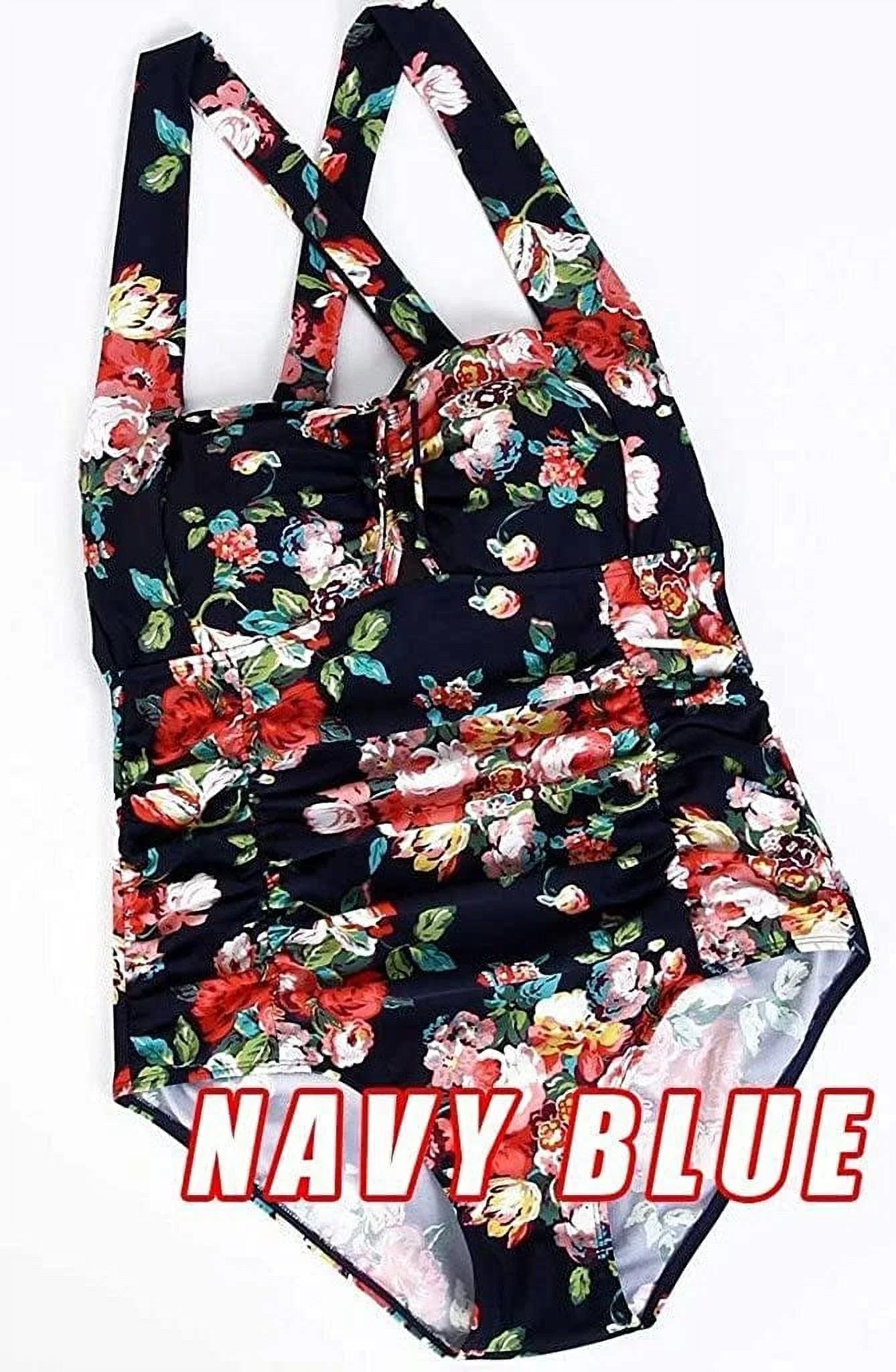 Control Ruched Vintage QZUnique Plus dimension One Swimwear Bathing Tummy Women's Swimsuit Piece Halter Suit Monokini