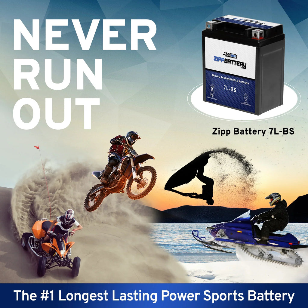 Ah, 1996 Ex250 12 YTX7L-BS CCA) Volt,6 (7L-BS Zipp Battery Kawasaki 75 Battery Ninja 250cc for Motorcycle
