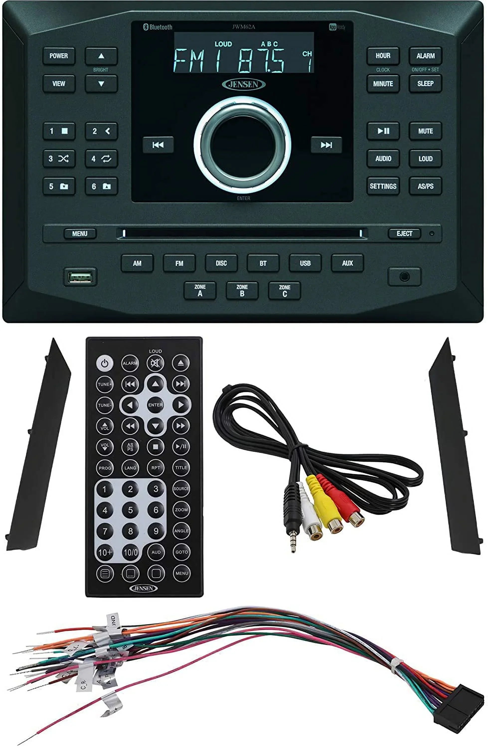 Jensen W/ Aux App Am Jwm62a Usb Bluetooth App Cd Stereo Dvd Ready Wallmount Fm
