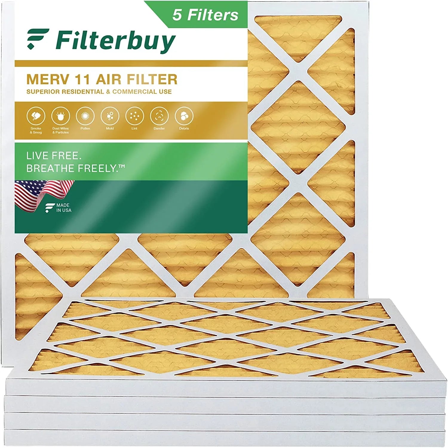 Filters Filterbuy Furnace 24x24x1 AC (5-Pack) 11 HVAC MERV Pleated Air