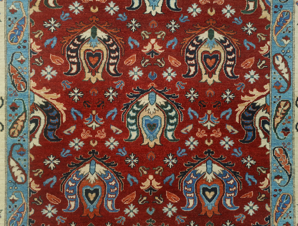 9'9" Matias Red/Ivory Rug, x Aria 13'9"