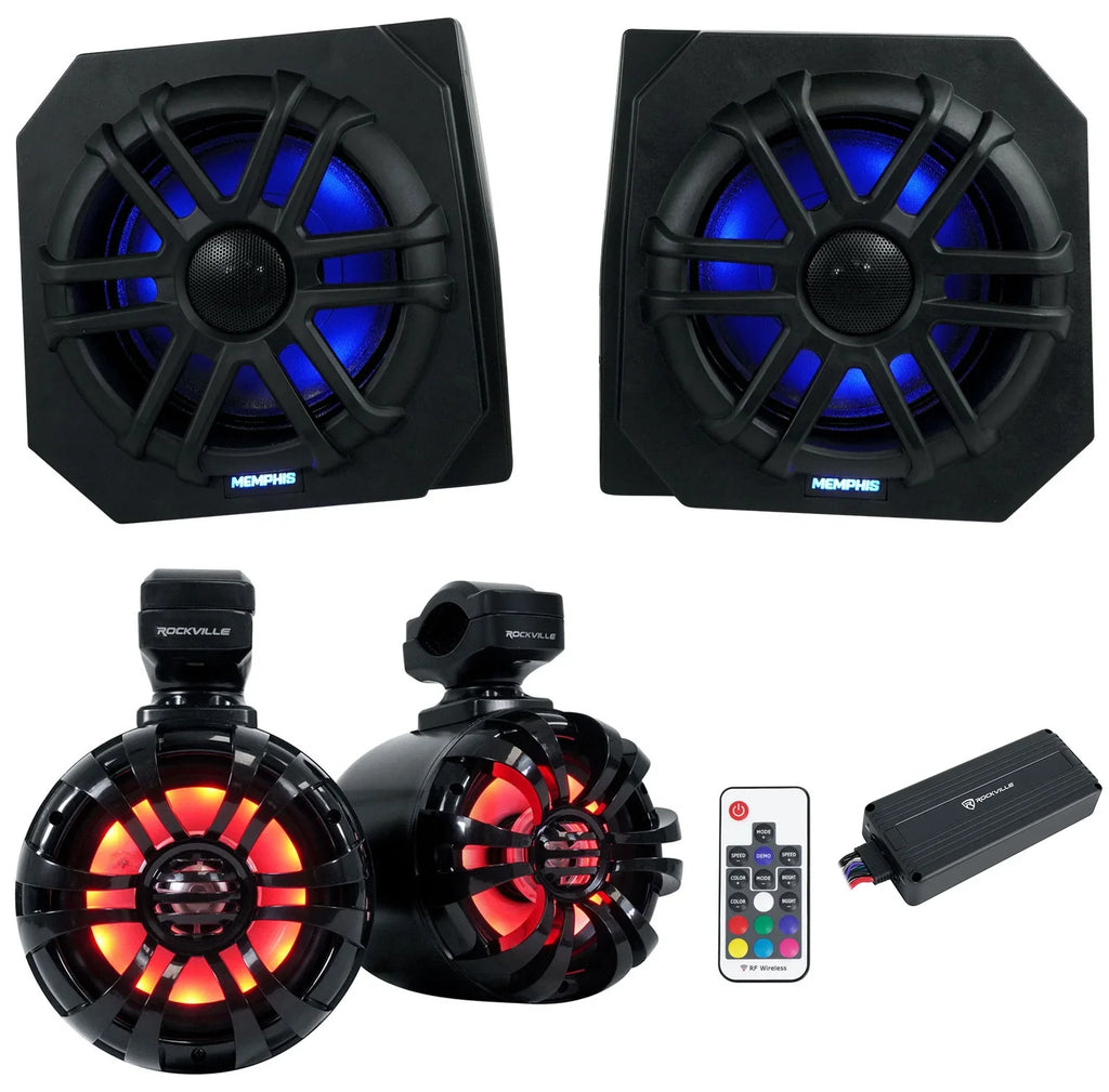 XP900 Pods+LED Memphis Tower RNGR65FE Speakers+Amp Ranger For 2) Polaris 2013-17