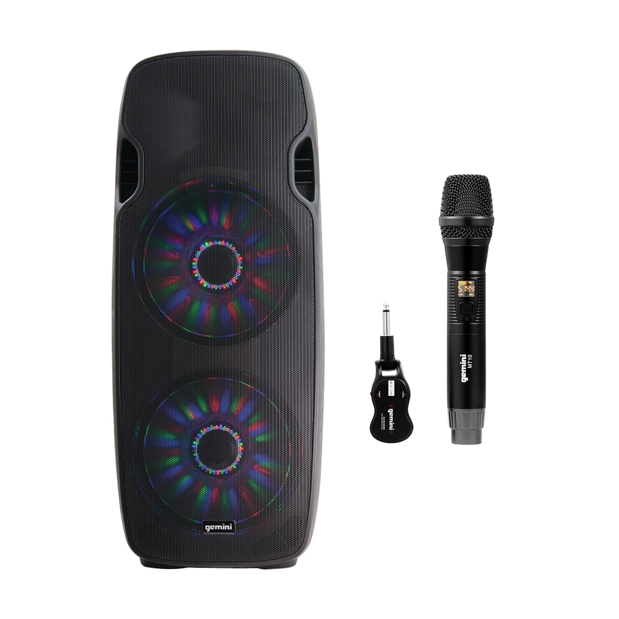 Powered LED Bluetooth 843631170892 UHF Gemini 15" Speaker Wireless Microphone GMU-M100 Single System, & Dual
