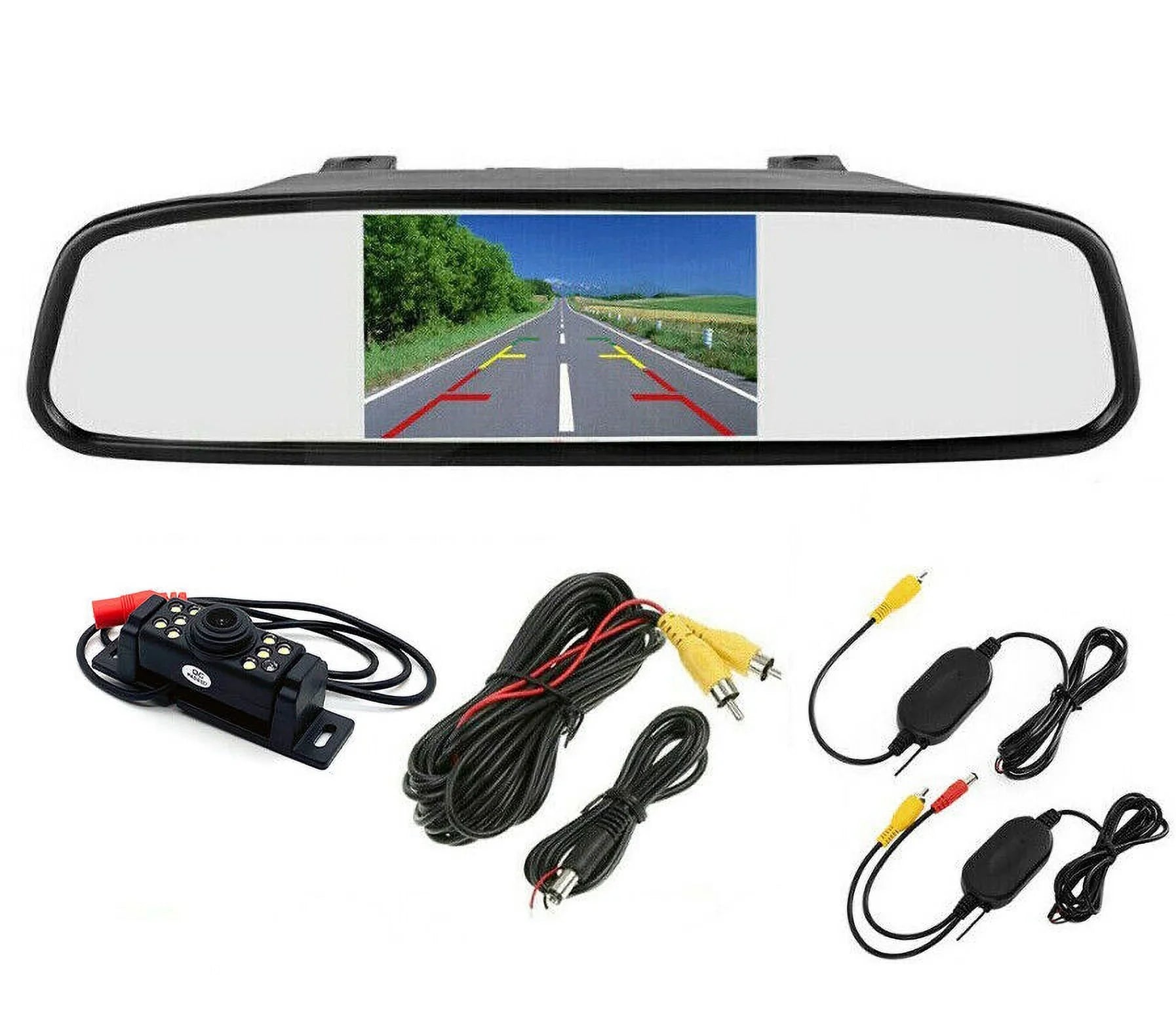 Monitor + Mirror Camera Vision Rear Backup Car Wireless System 5" Night HD View