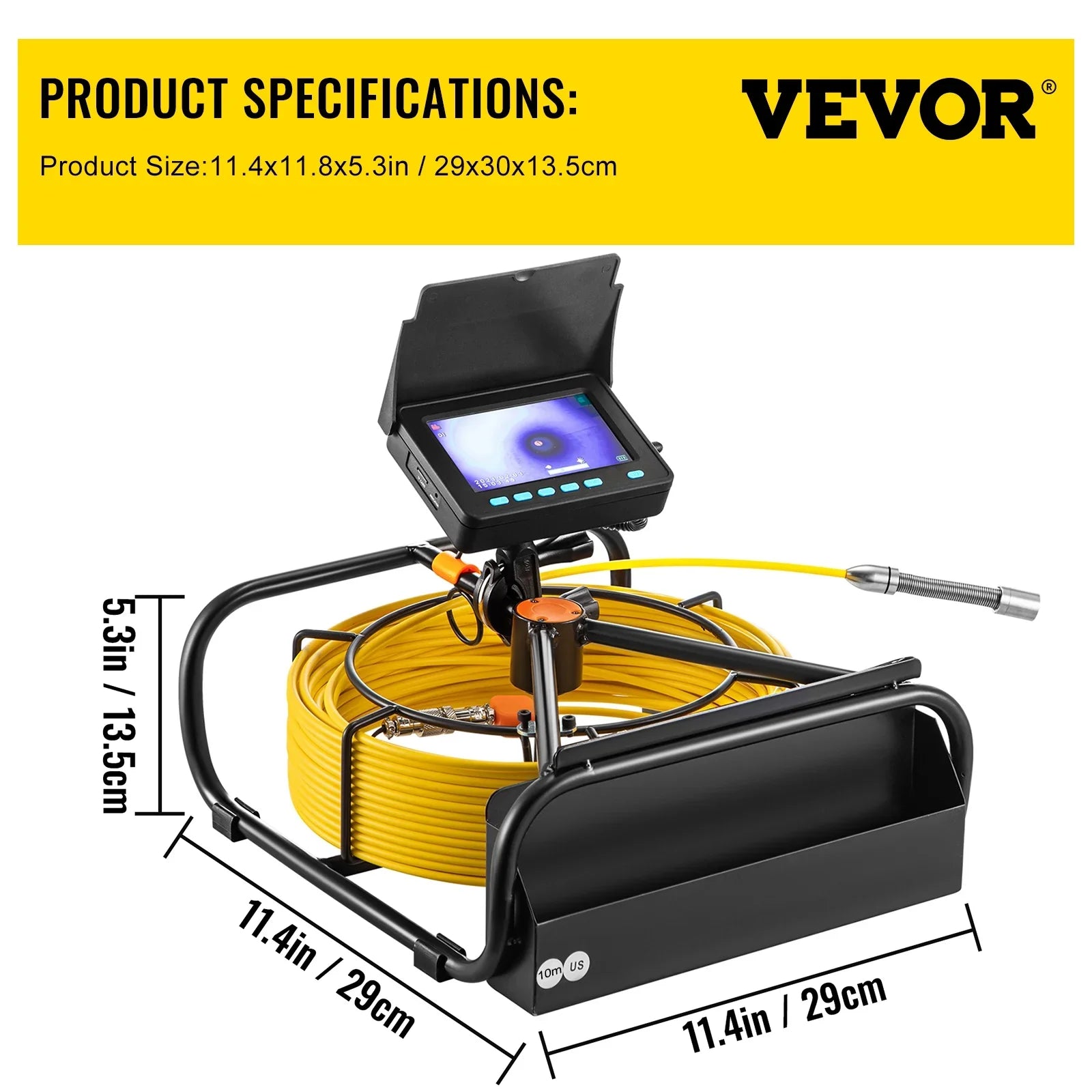 32.8FT Camera IP68 DVR Waterproof 6PCS TFT Cable with Camera 4.3 Duct LCD SKYSHALO Monitor 10M Pipeline Screen Function Lithium Sewer in. Camera Inspection 8500MAH Inspection Camera Battery, Pipe LEDs