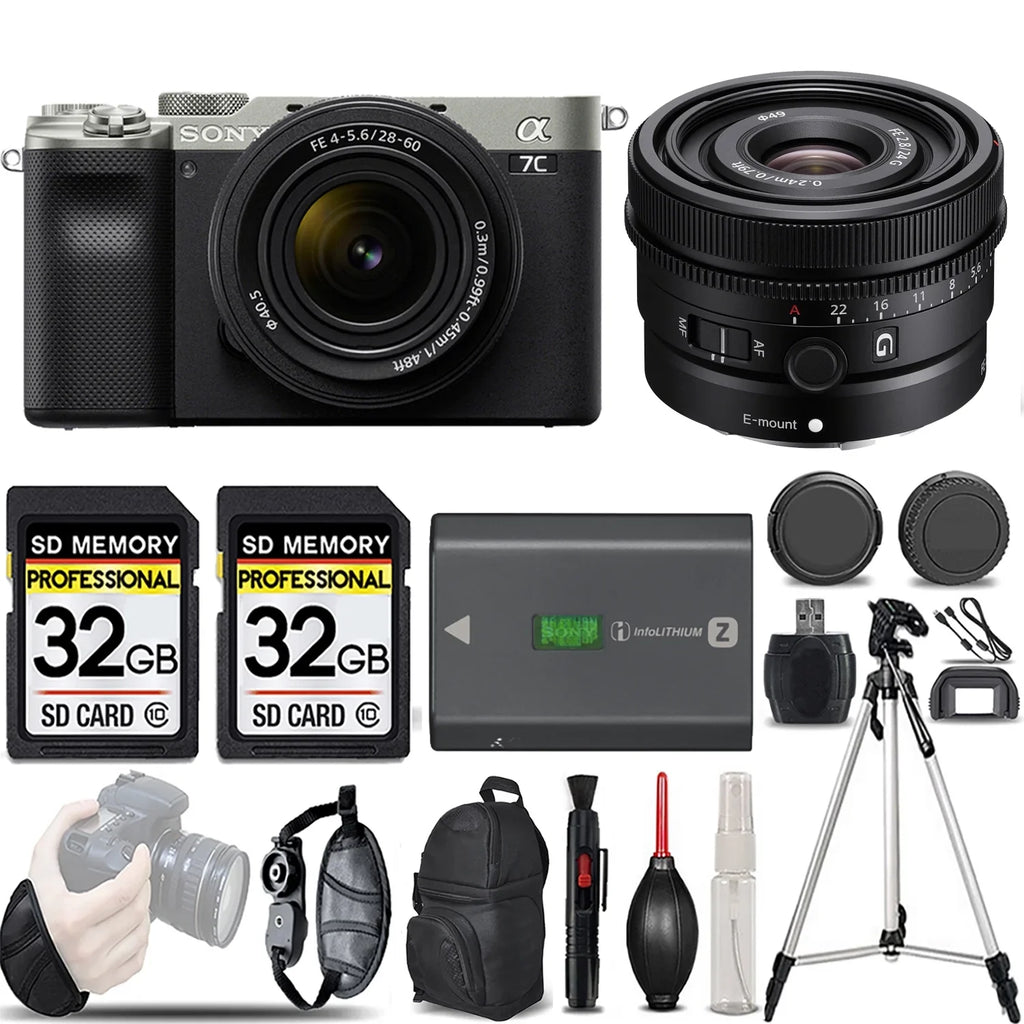 '-LOADED f/2.8 Camera Mirrorless (Silver) a7C 28-60mm Lens+24mm KIT Lens with G