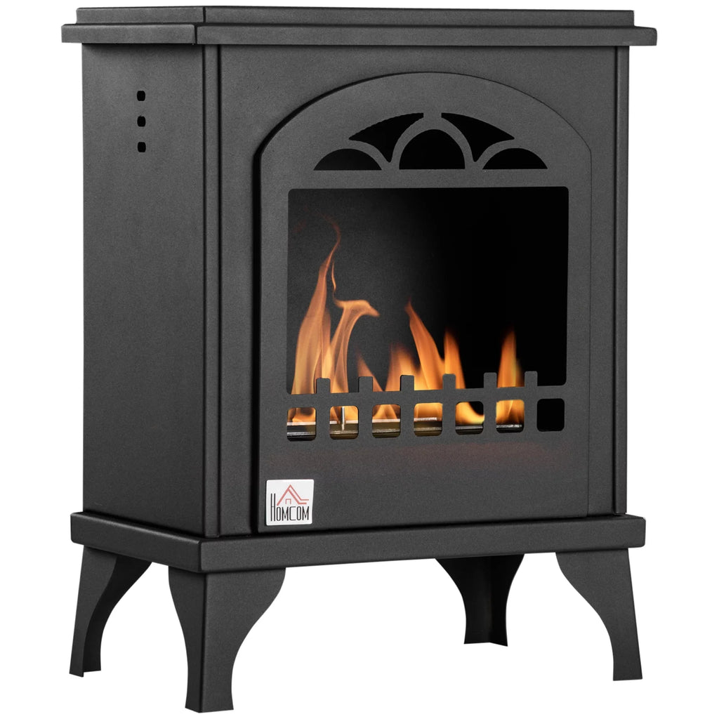 9.75" 0.4 470 Heater to Gal Sq. Fireplace, Ft., HOMCOM up Ethanol Hours, Freestanding 3 Stove Burns Black Max