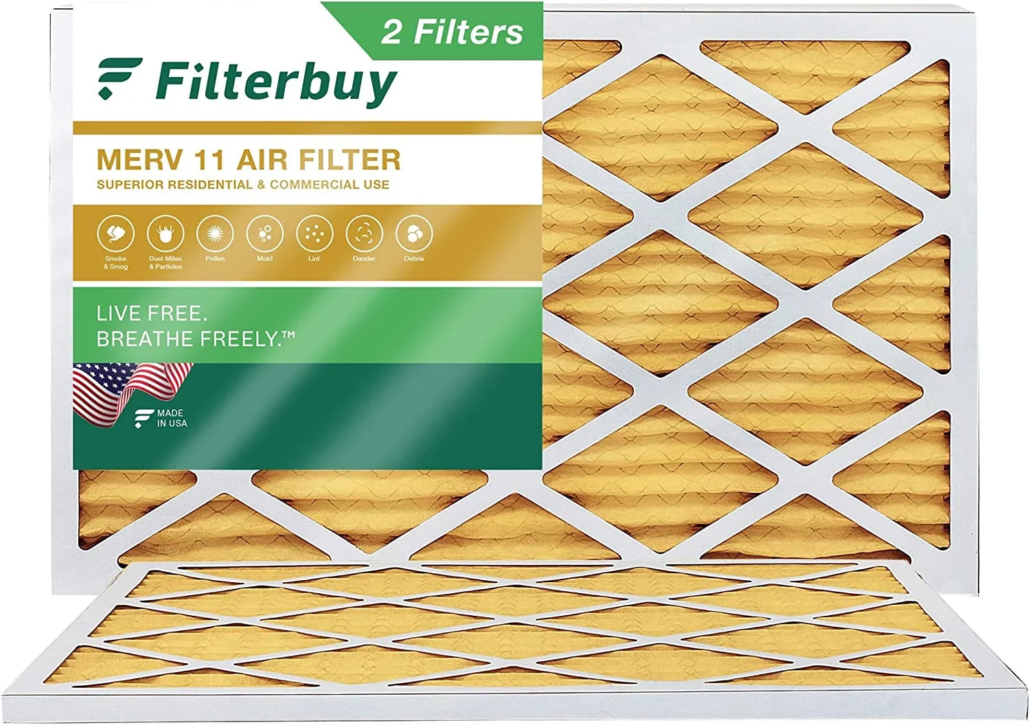 HVAC Filterbuy (2-Pack) 11 MERV 24x36x1 AC Pleated Furnace Air Filters