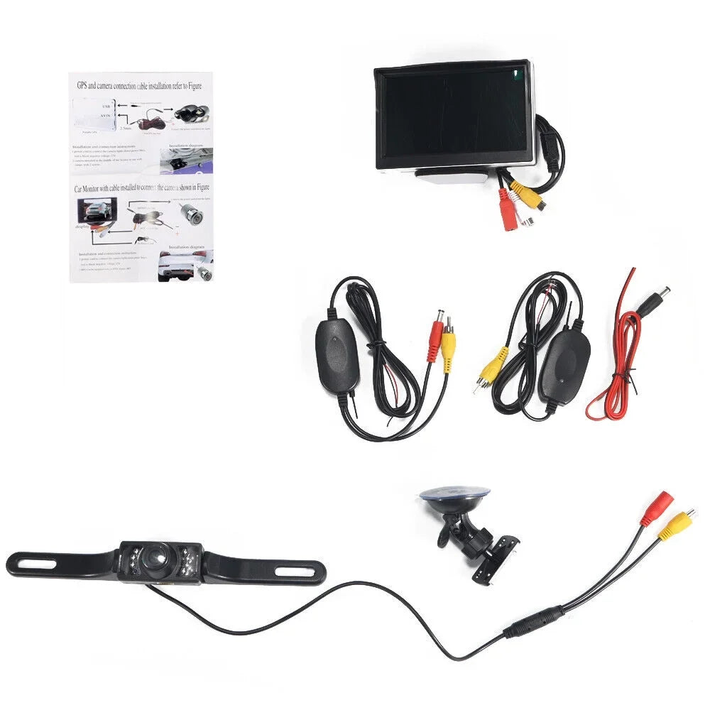 View Wireless HD Monitor Kit 5" KingFurt Camera Backup Car Night Rear Vision Waterproof