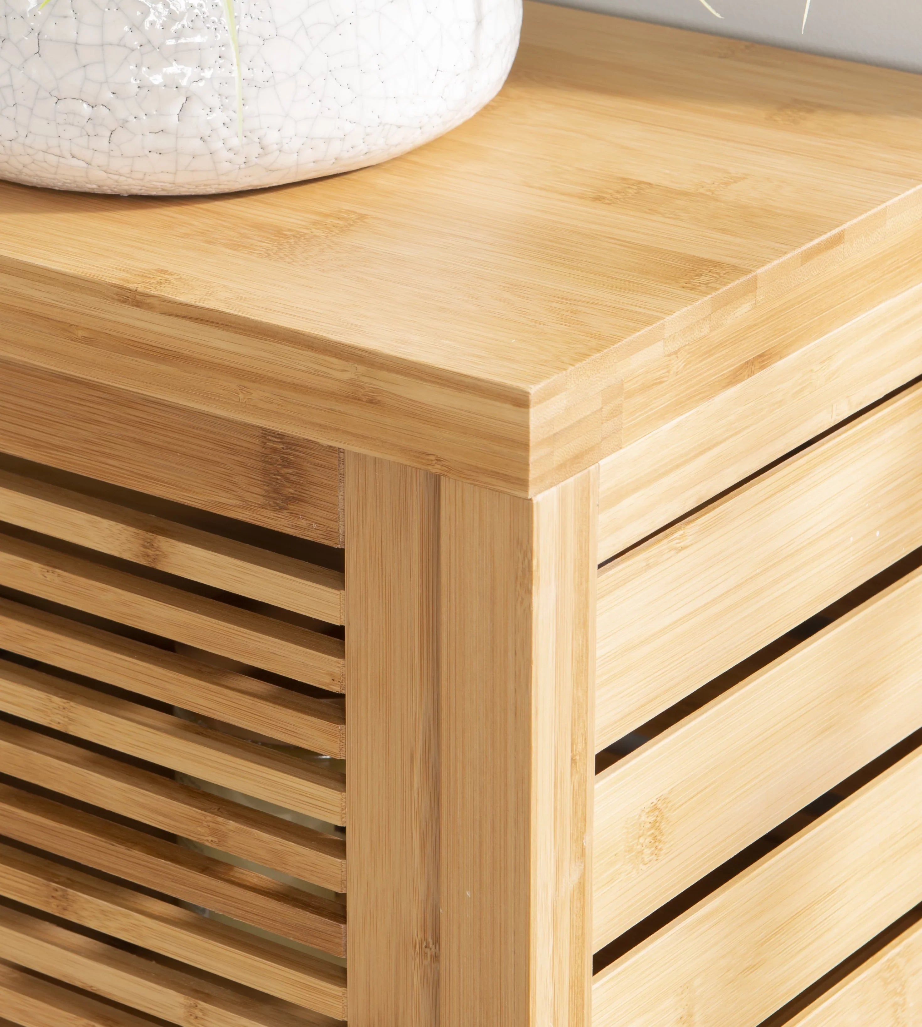 Storage Floor Bracken 3 Door Shelf Bathroom Cabinet, Bamboo Linon 2