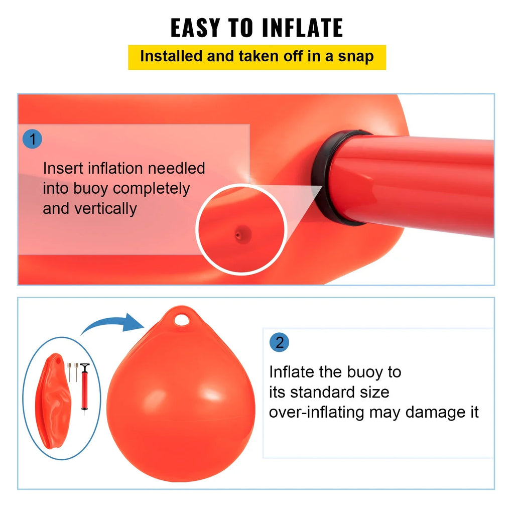 Anchoring, Boat Ball, Heavy-Duty 27in Buoy, BENTISM Vinyl Marking, Orange Fishing, Boat Inflatable Rafting, Marine-Grade Diameter Buoy, Round Marker Buoy Mooring