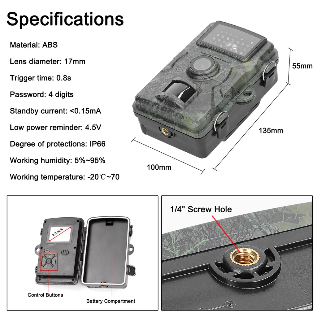 Camera with Waterproof, 1080P 16MP our Moments Infrared Wildlife IP66 Lights Tomshoo Portable Capture Trail