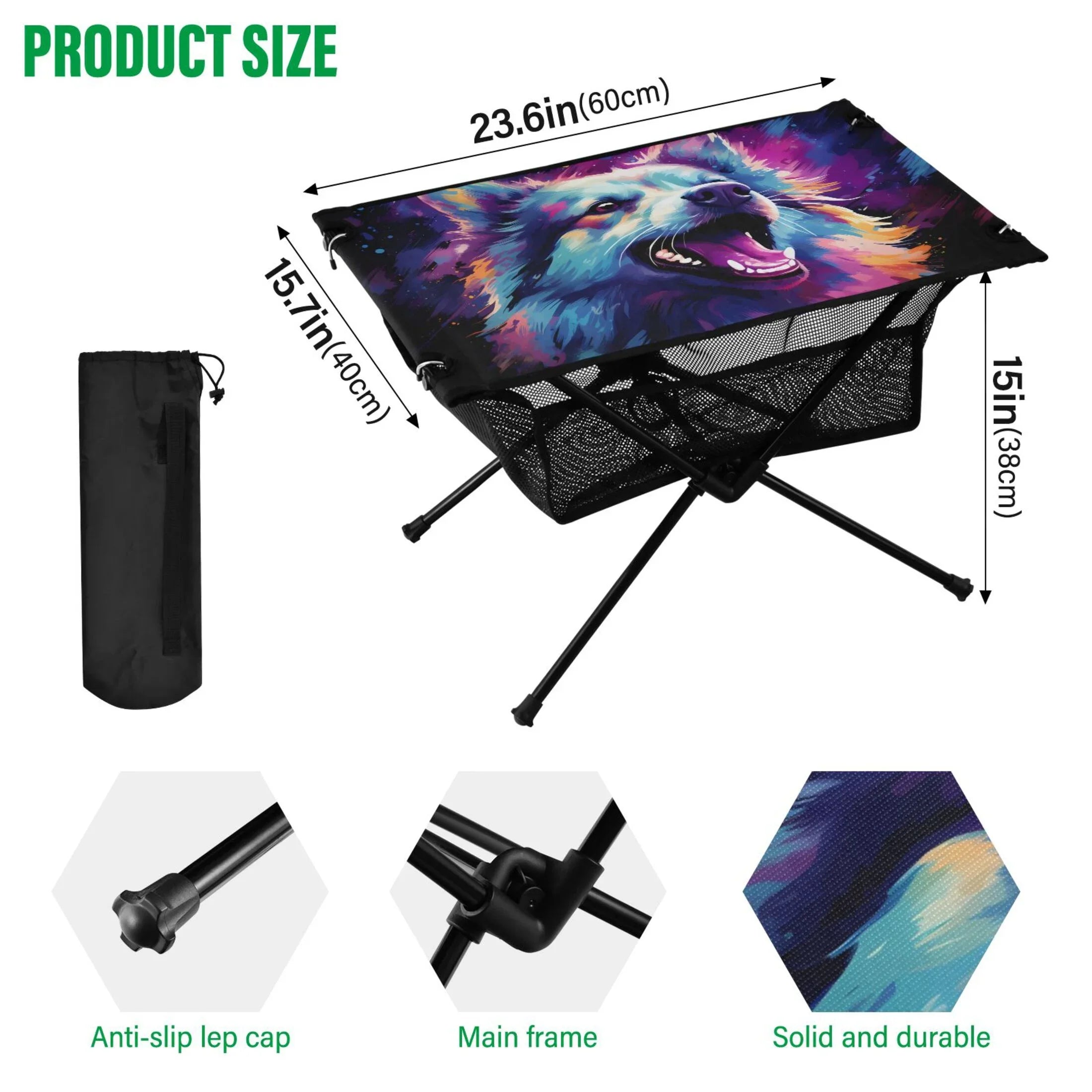BBQ Compact with for Storage Portable exterior Foldable Table Picnic Fishing Cool Hiking Table Wolf Table Abstract Bag Beach Camping